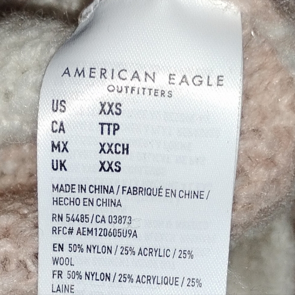 AMERICAN EAGLE Jegging Fit Cream Pink Striped Wool Blend Oversized Tunic Sweater - Picture 10 of 10